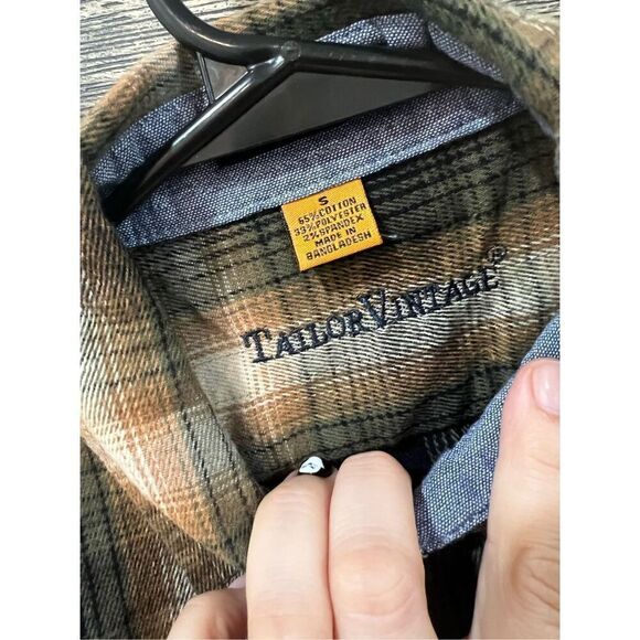 Tailor Vintage NWT evergreen lodge Plaid Long Sleeve Men Button Down Shirt sz S - Picture 2 of 8